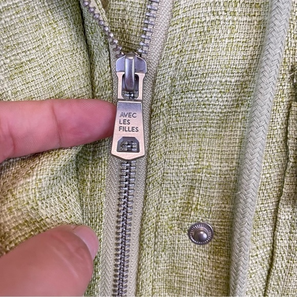 Avec Les Filles Green Hooded Utility Short Jacket Size Large - Picture 6 of 10